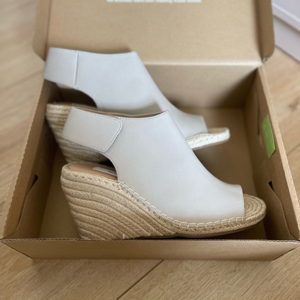 NWT! Matt & Nat Vegan Espadrille Wedges in Nude Cream Gray Grey